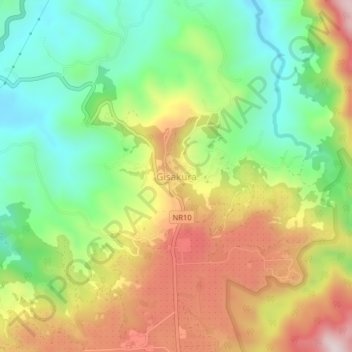 Gisakura地形图、海拔、地势