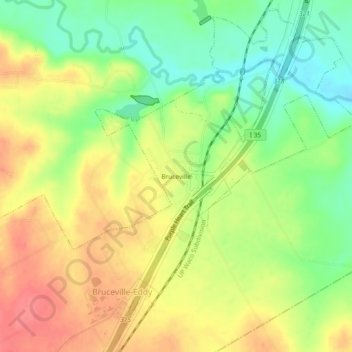 Bruceville地形图、海拔、地势