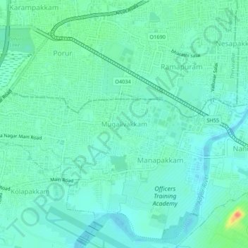 Mugalivakkam地形图、海拔、地势