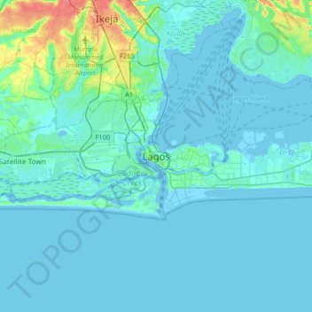拉哥斯地形图、海拔、地势