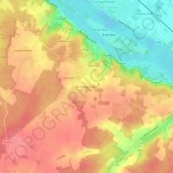 Le Champ Logeais地形图、海拔、地势