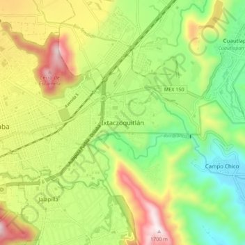 Ixtaczoquitlán地形图、海拔、地势
