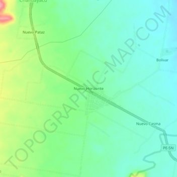 Nuevo Horizonte地形图、海拔、地势