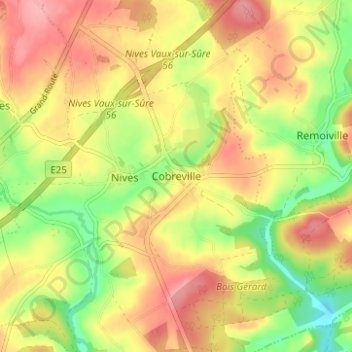 Cobreville地形图、海拔、地势