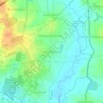 Kannamangala地形图、海拔、地势