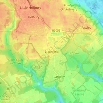 Blackfield地形图、海拔、地势