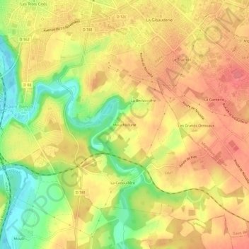 Mouchedune地形图、海拔、地势