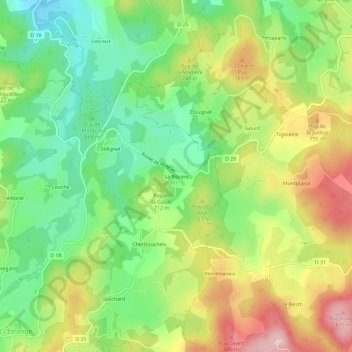 La Ribière地形图、海拔、地势