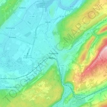 Pontarlier地形图、海拔、地势