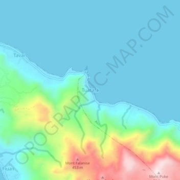 Tuatafa地形图、海拔、地势