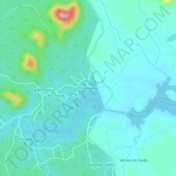 Pitombeira地形图、海拔、地势