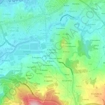 Pardarilla地形图、海拔、地势