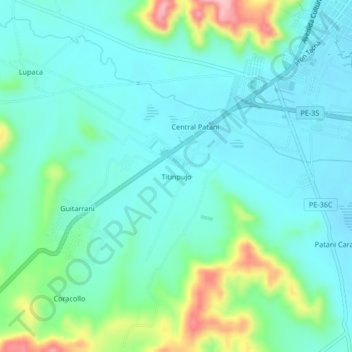 Titinpujo地形图、海拔、地势
