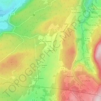 Désertin地形图、海拔、地势
