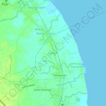 Bantan地形图、海拔、地势