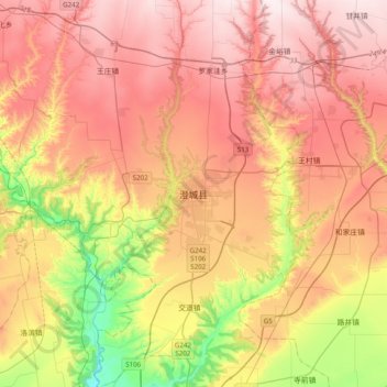 澄城县地形图、海拔、地势