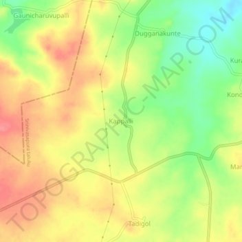 Kappalli地形图、海拔、地势