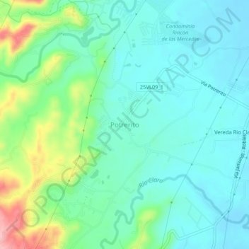 Potrerito地形图、海拔、地势