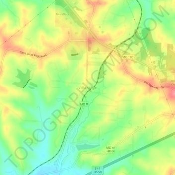 Villa Ridge地形图、海拔、地势
