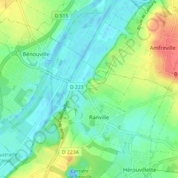 Longueville地形图、海拔、地势