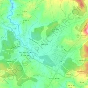 Risca Silva地形图、海拔、地势