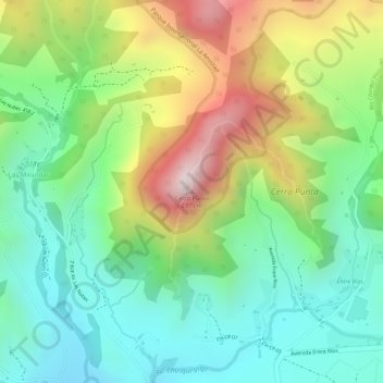 Cerro Punta地形图、海拔、地势