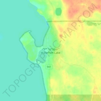 Waterhen Lake地形图、海拔、地势