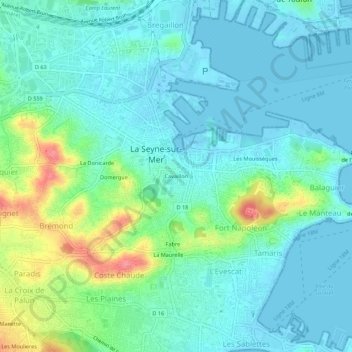 Cavaillon地形图、海拔、地势