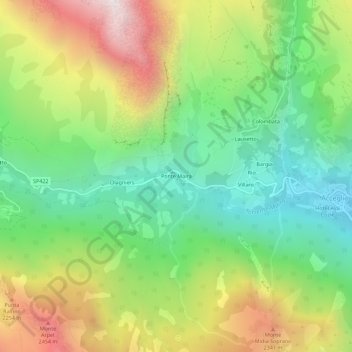 Ponte Maira地形图、海拔、地势