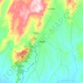 Chalán地形图、海拔、地势