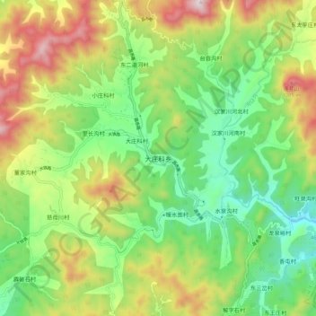 大庄科乡地形图、海拔、地势