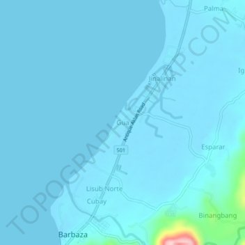 Gua地形图、海拔、地势