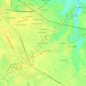 Planters Walk地形图、海拔、地势