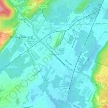 Succasunna地形图、海拔、地势