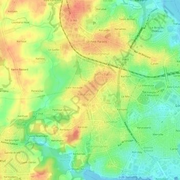 Beg er Lann地形图、海拔、地势