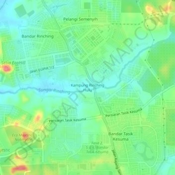 Kampung Rinching Hulu地形图、海拔、地势