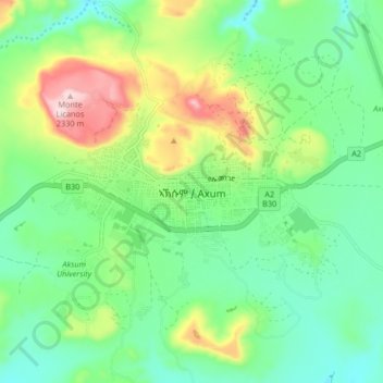 Axum地形图、海拔、地势
