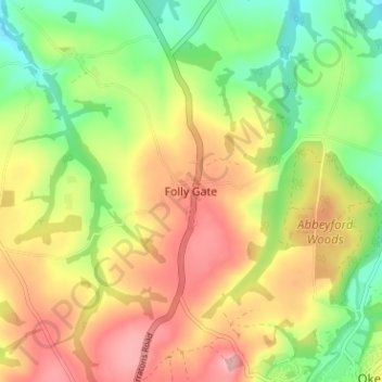 Folly Gate地形图、海拔、地势