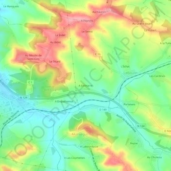 A Emmarre地形图、海拔、地势