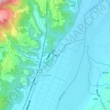 公館地形图、海拔、地势