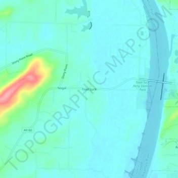 Toad Suck地形图、海拔、地势