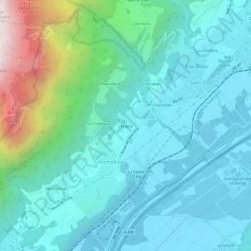 L'Epigny地形图、海拔、地势