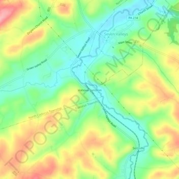 Hanover Junction地形图、海拔、地势