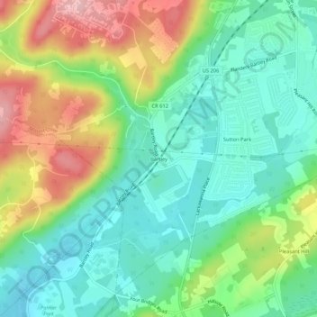 Bartley地形图、海拔、地势