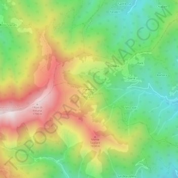 Paraloup地形图、海拔、地势