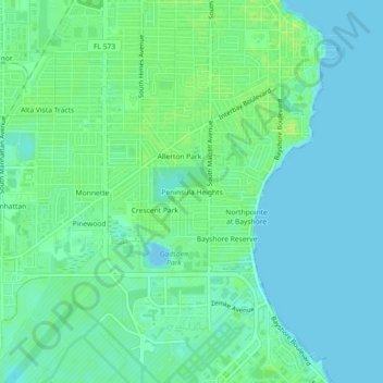 Peninsula Heights地形图、海拔、地势