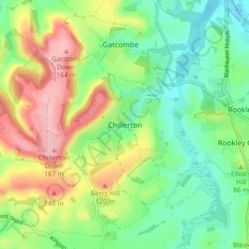 Chillerton地形图、海拔、地势