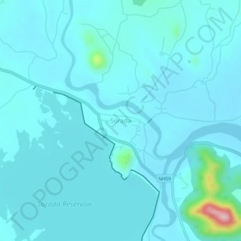 Sorada地形图、海拔、地势