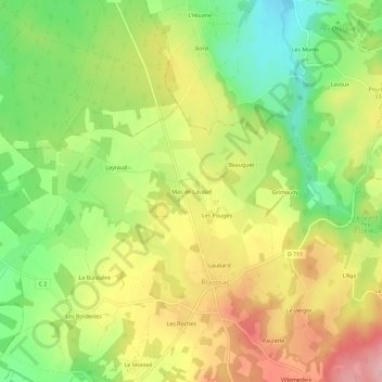 Mas de Lavaud地形图、海拔、地势