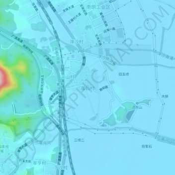 崖口村地形图、海拔、地势